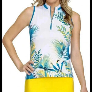 [XL]Tail Delta  SL Golf Top Novelty Collar Floral Print Jersey Tank Top